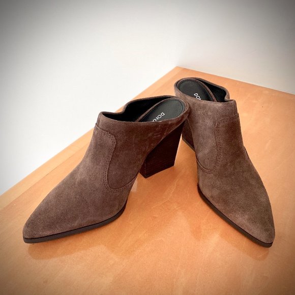 Donald J. Pliner NWT Valda Waxy Suede Mule Bootie in Dark Brown - Picture 1 of 12